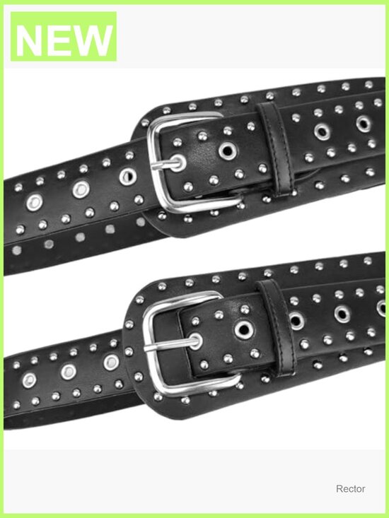 Vintage Punk Wide Belt with Metal Buckle and Rivets for Women main image 6